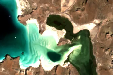 Satellite image of Playa Balandra and its surroundings