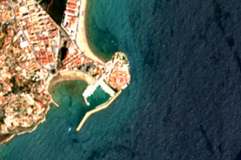 Satellite image of Playa Norte and its surroundings