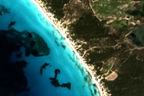 Satellite image of Es Trenc Strand and its surroundings