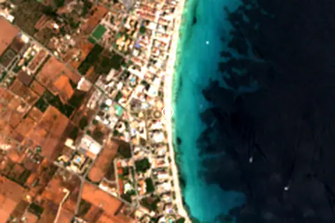 Satellite image of Cala Millor Strand and its surroundings