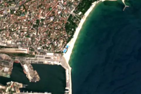 Satellite image of Pomorie South Beach and its surroundings