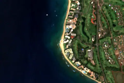 Satellite image of Kaanapali Beach and its surroundings