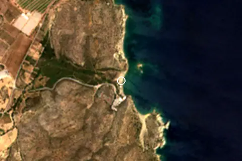 Satellite image of Vai Beach and its surroundings