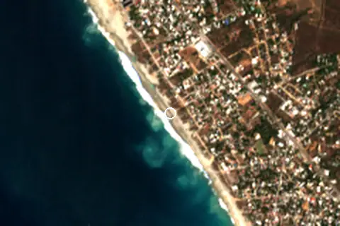 Satellite image of Playa Zicatela and its surroundings