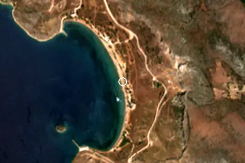 Satellite image of Karathona Beach and its surroundings