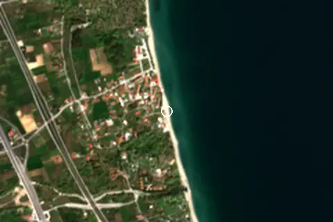 Satellite image of Skotina Beach and its surroundings