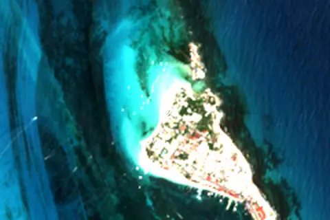 Satellite image of Playa Norte and its surroundings