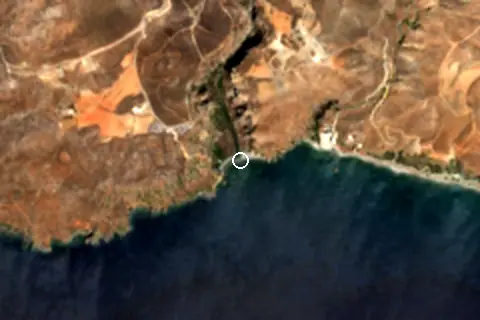 Satellite image of Preveli Beach and its surroundings