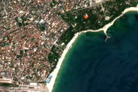 Satellite image of Varna Central Beach and its surroundings