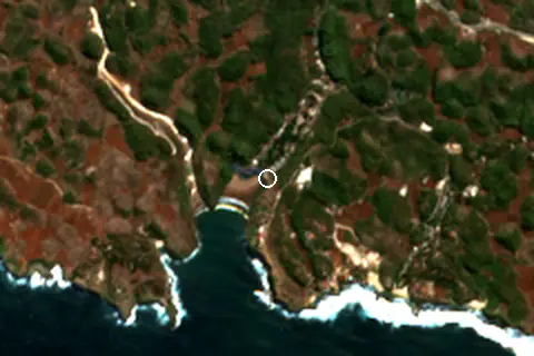 Satellite image of Pantai Baron and its surroundings
