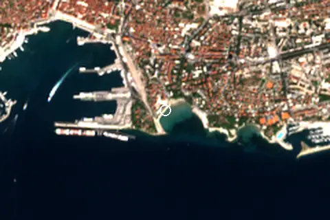 Satellite image of Bačvice and its surroundings