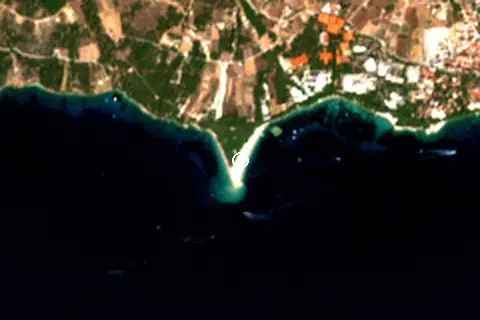 Satellite image of Zlatni Rat and its surroundings