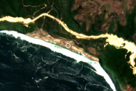 Satellite image of Pantai Dlodo and its surroundings