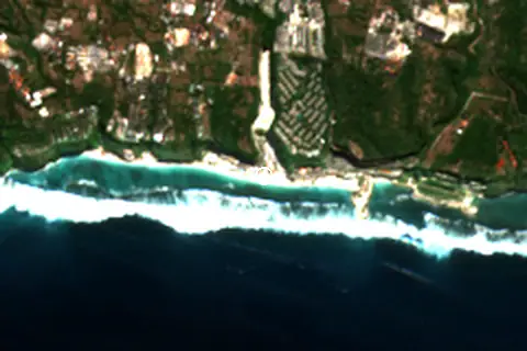 Satellite image of Pantai Melasti and its surroundings