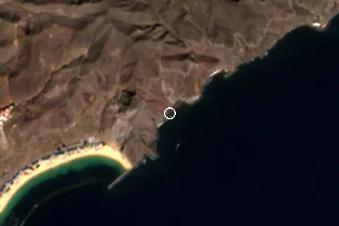 Satellite image of Playa Las Gaviotas and its surroundings