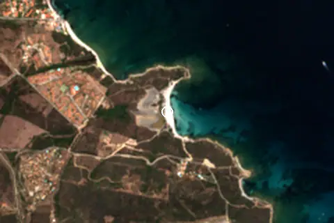 Satellite image of Spiaggia Isuledda and its surroundings