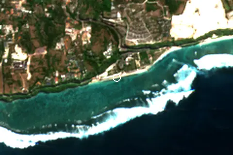 Satellite image of Pantai Pandawa and its surroundings