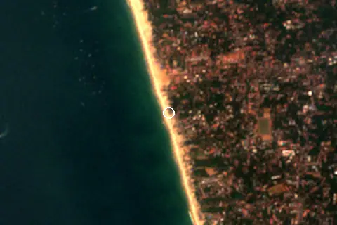 Satellite image of Calangute Beach and its surroundings