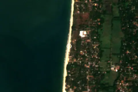 Satellite image of Udupi Beach and its surroundings
