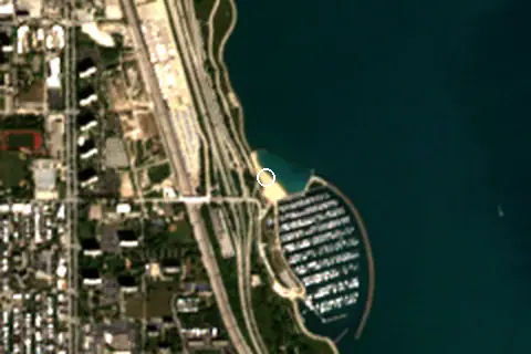 Satellite image of 31st Street Beach and its surroundings