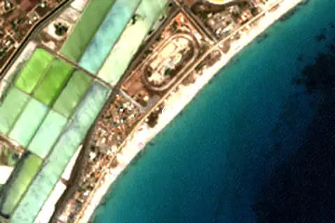Satellite image of Spiaggia del Poetto and its surroundings