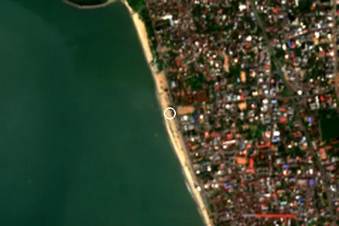 Satellite image of Kozhikode Beach and its surroundings