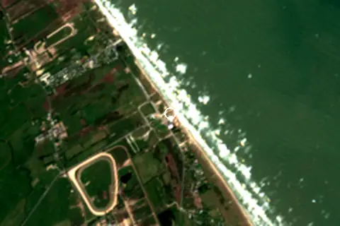 Satellite image of Utah Beach and its surroundings