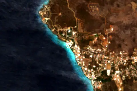 Satellite image of Playa Kalki and its surroundings
