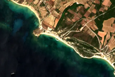 Satellite image of Ayazma Plajı and its surroundings
