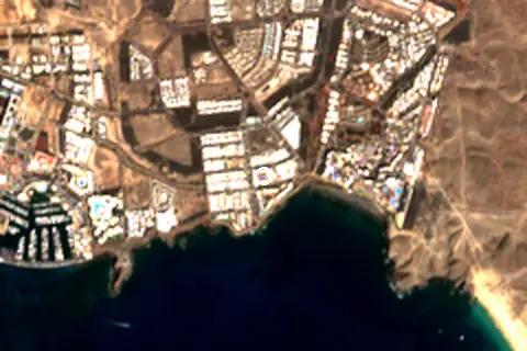 Satellite image of Playa del Papagayo and its surroundings