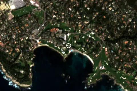 Satellite image of Pebble Beach and its surroundings