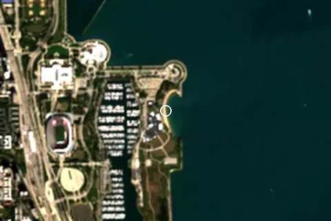 Satellite image of 12th Street Beach and its surroundings