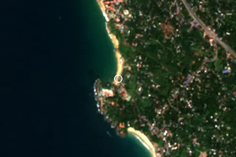 Satellite image of Kovalam Beach and its surroundings