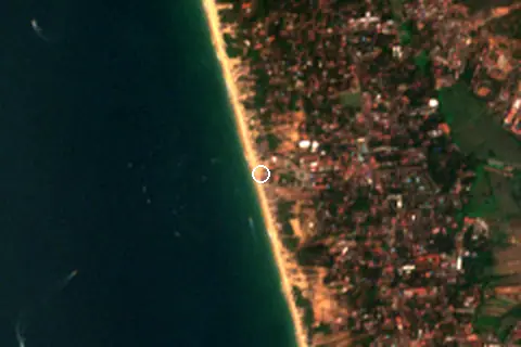 Satellite image of Candolim Beach and its surroundings