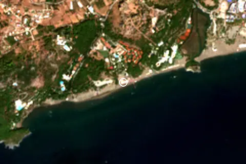 Satellite image of Sarıgerme Plajı and its surroundings