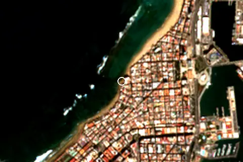 Satellite image of Playa de las Canteras and its surroundings