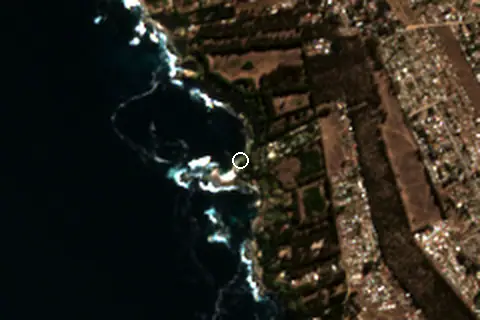 Satellite image of Playa El Tebo and its surroundings