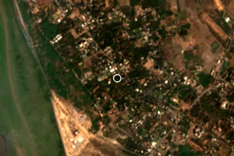 Satellite image of Dumas Beach and its surroundings