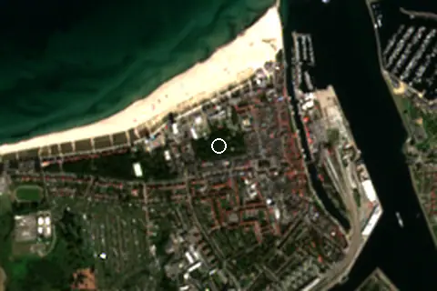 Satellite image of Warnemünde Strand and its surroundings