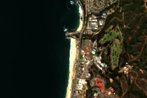 Satellite image of Playa del Deporte and its surroundings