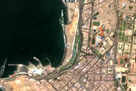 Satellite image of Playa Agua Dulce and its surroundings