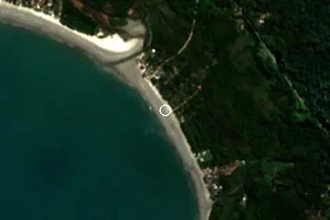 Satellite image of Praia Ubatumirim and its surroundings