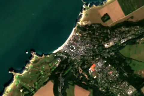 Satellite image of Étretat and its surroundings
