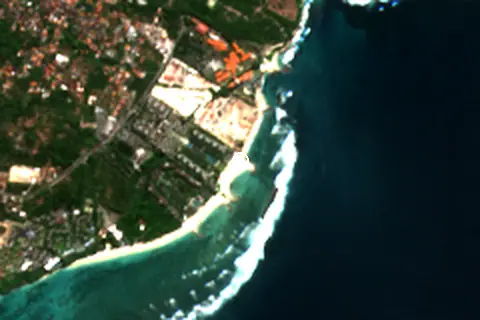 Satellite image of Kuta Beach and its surroundings
