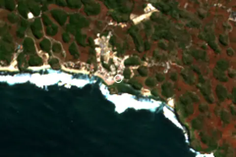Satellite image of Pantai Drini and its surroundings