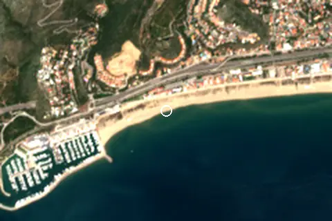 Satellite image of Castelldefels Beach and its surroundings
