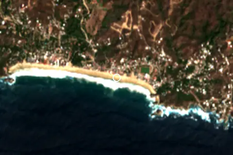 Satellite image of Zipolite Beach and its surroundings