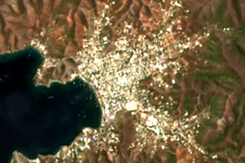 Satellite image of Playa Grande and its surroundings