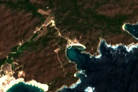 Satellite image of Playa Riscalillo and its surroundings
