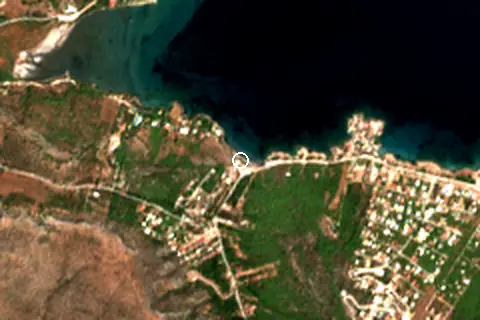 Satellite image of Chamolia Beach and its surroundings